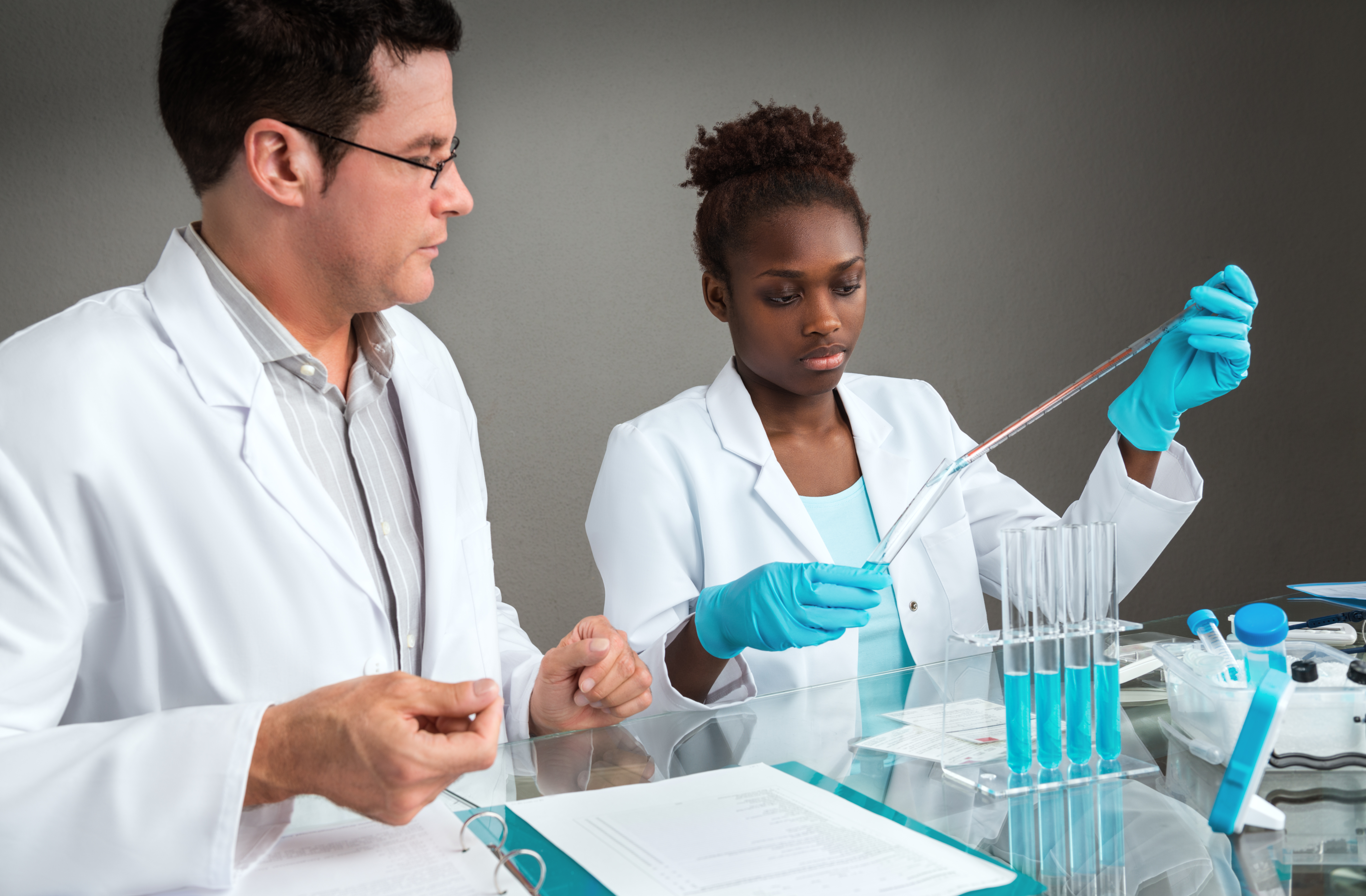 Researchers working together in a laboratory